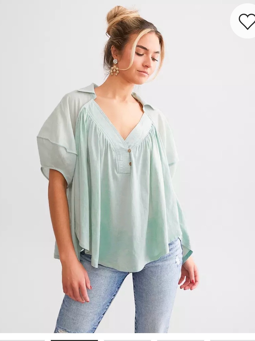 Rewash Light Mint V-Neck Peasant Blouse size large